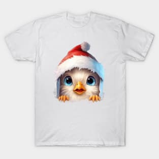 Christmas Peeking Baby Chicken T-Shirt